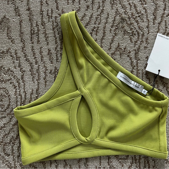 Ribbed yellow Christopher Esber crop top NWT - Picture 2 of 4